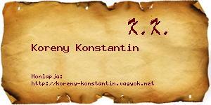Koreny Konstantin névjegykártya